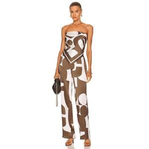 Sir The Label Julien 100% Silk Set in Brown/White Abstract